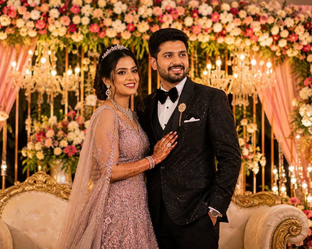 wedding reception illuminated pool Mahabaleshwar wedding venue